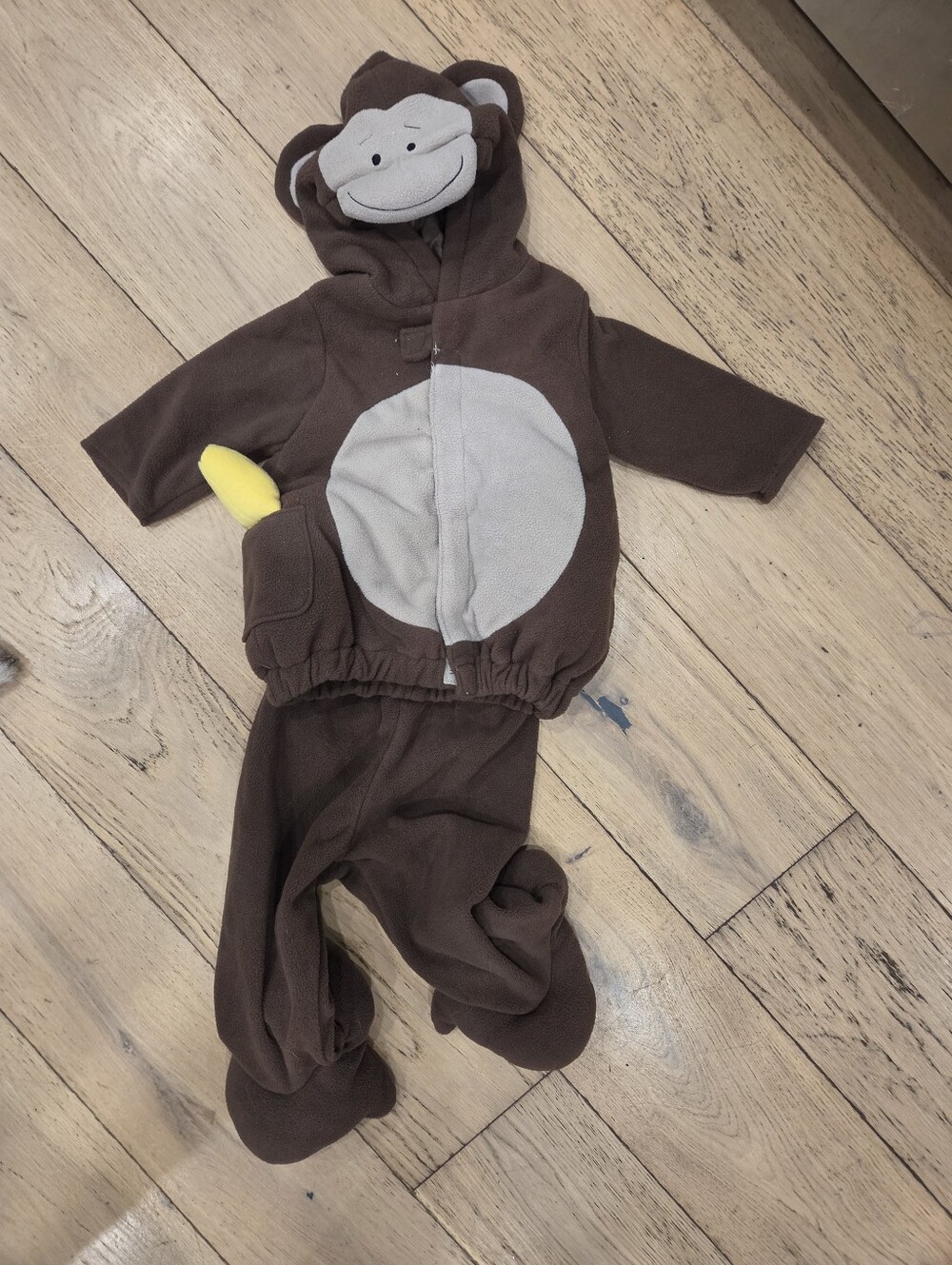 Old Navy Brown Monkey Hooded Costume with Yellow Banana Accent